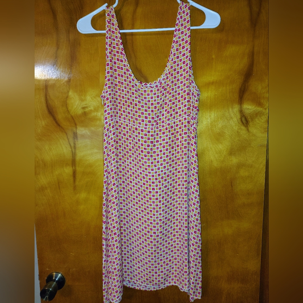 Old Navy ,Red and Yellow ,Sleeveless Scoop Neck Sundress,Side Zipper Size 10